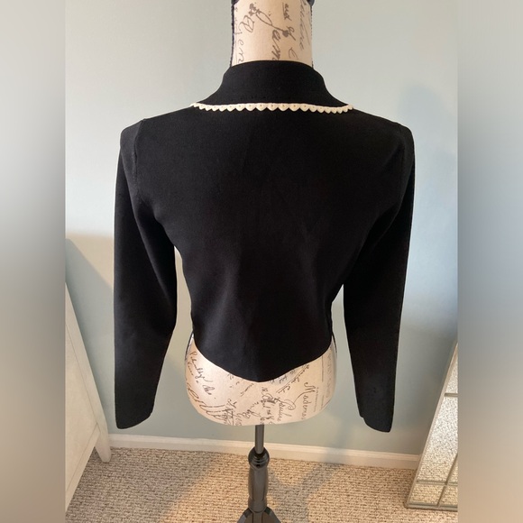 Sandro Leanna Cropped Scalloped-Trim Cardigan size 2 - Picture 9 of 14